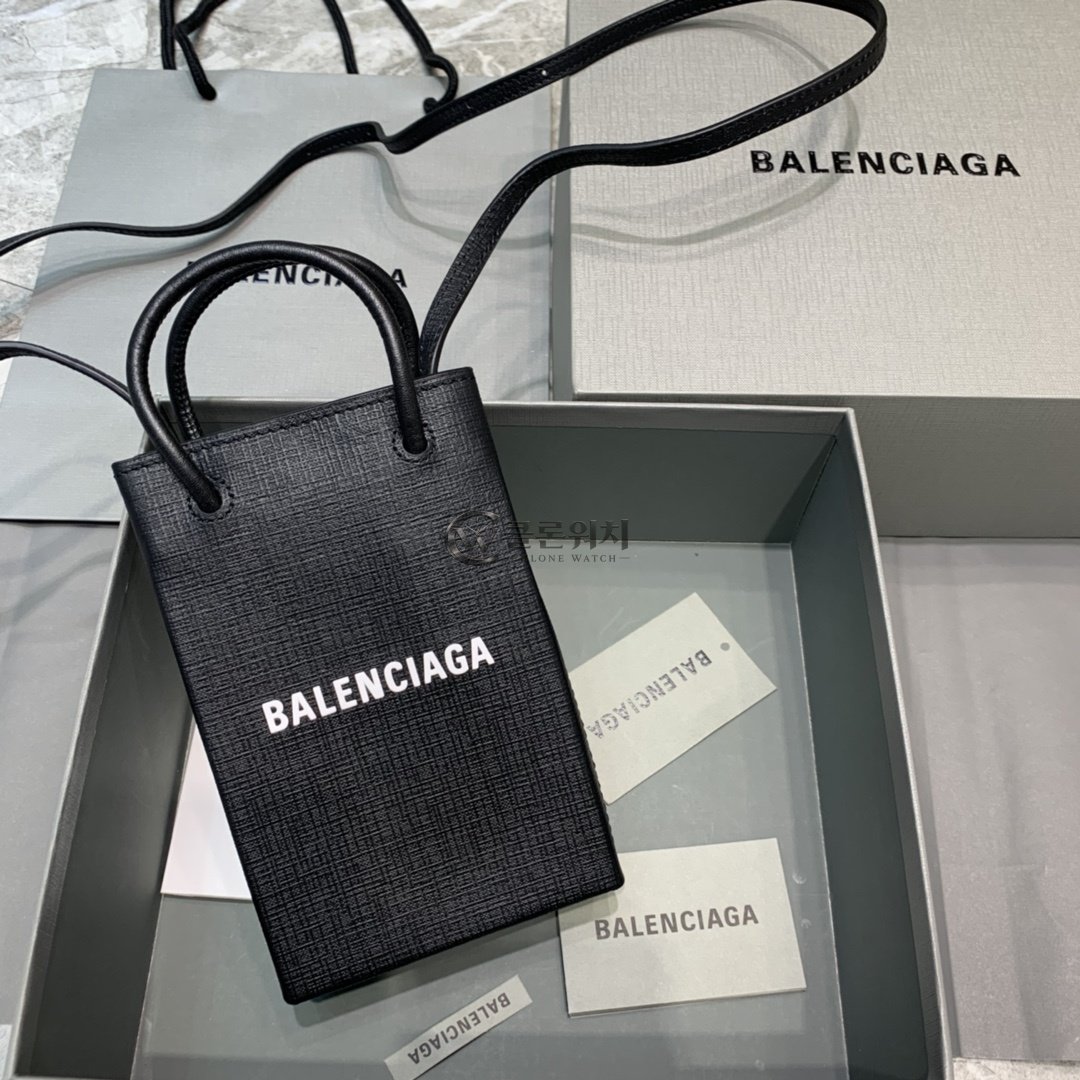 발렌시아가 Balenciaga Black Logo Phone Holder Bag