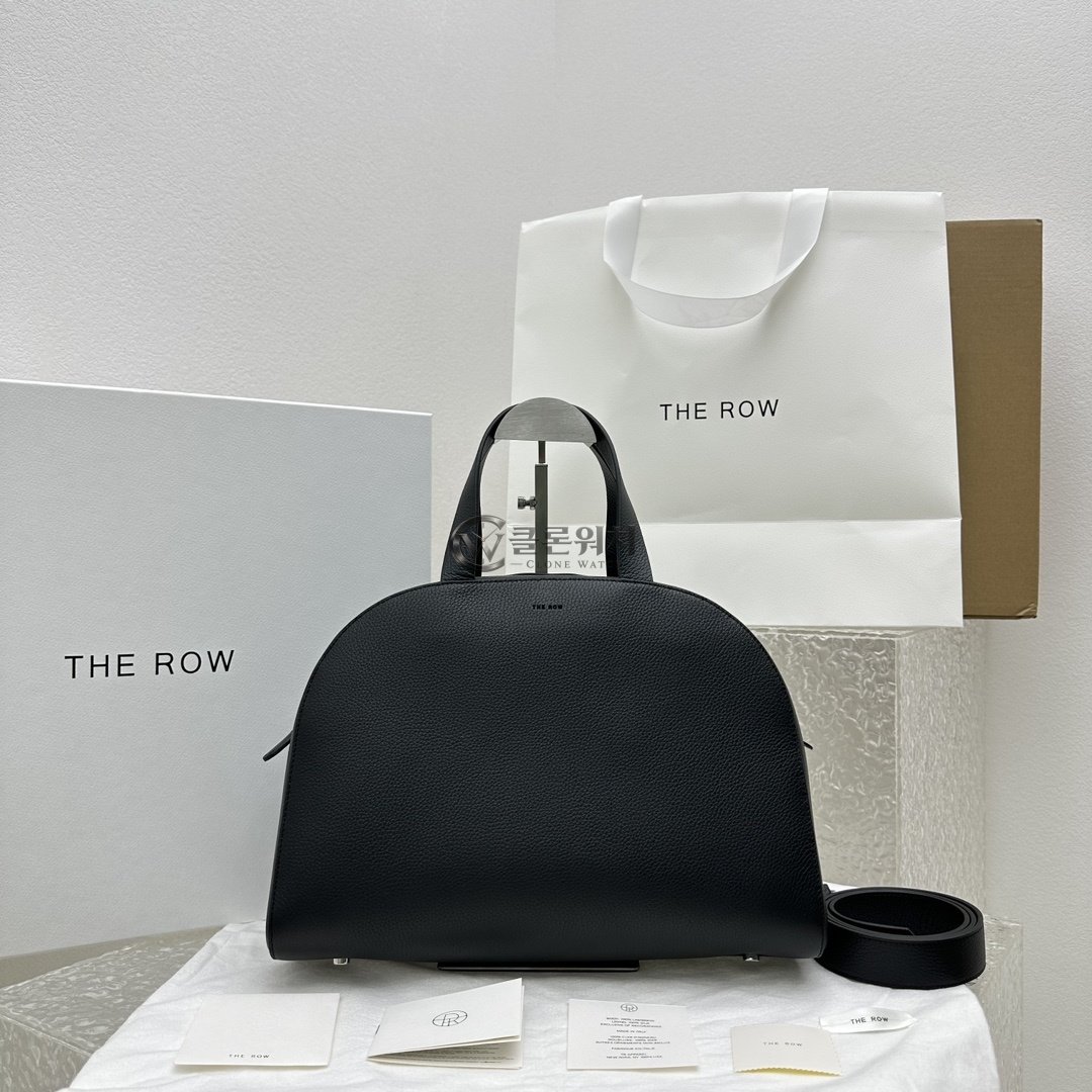 THE ROW Black Leather Bowling Bag