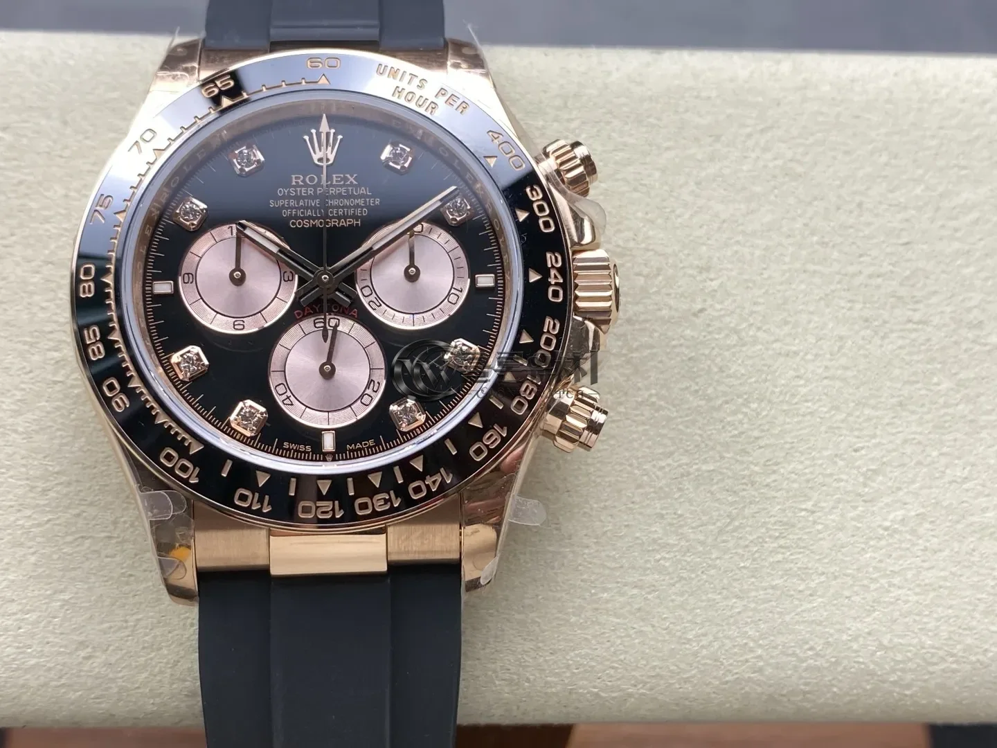 Rolex Daytona 126515 QF 1:1 Best Edition Black/RG Diamonds Dial on Oysterflex Strap SH4131 V11 (Weighted)